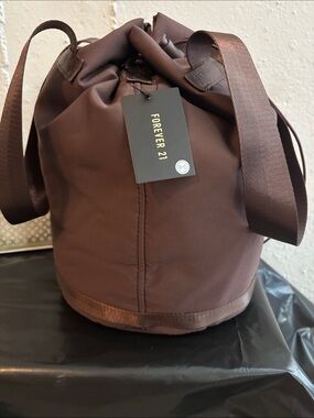 Forever 21 Brown Men's Drawstring Duffel Bucket Bag